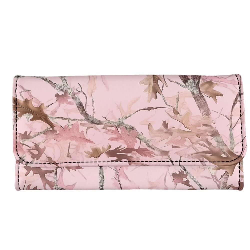 2717 Pink Oka Hunting Camo Wallet PU Leather Purse Phone Money Credit Card